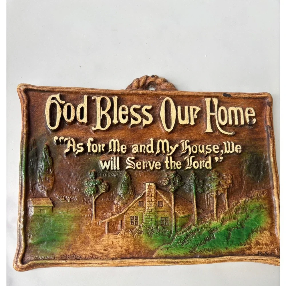 Vintage Multi Products Inc God Bless Our Home 3D Relief Wall Plaque Cabin Decor‎